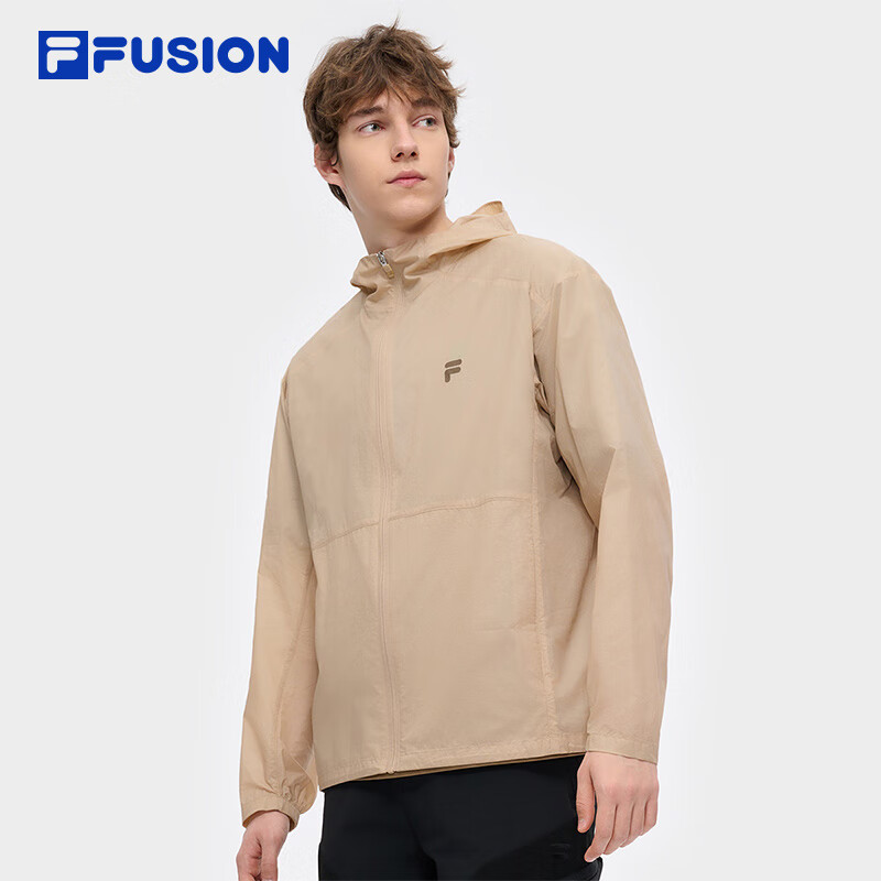 FILAFUSION FILA Trendy Woven Jacket for Men, Summer Fashion Casual Sun Protection Hooded Top