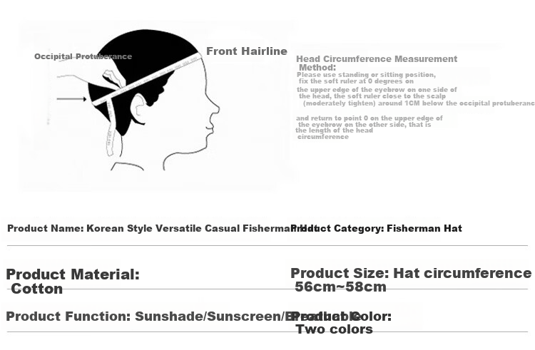 GLO-STORY Sun Hat, Korean Style Unisex Bucket Hat, Retro Versatile Fisherman Hat, MMZ814102, Black Lettering 11