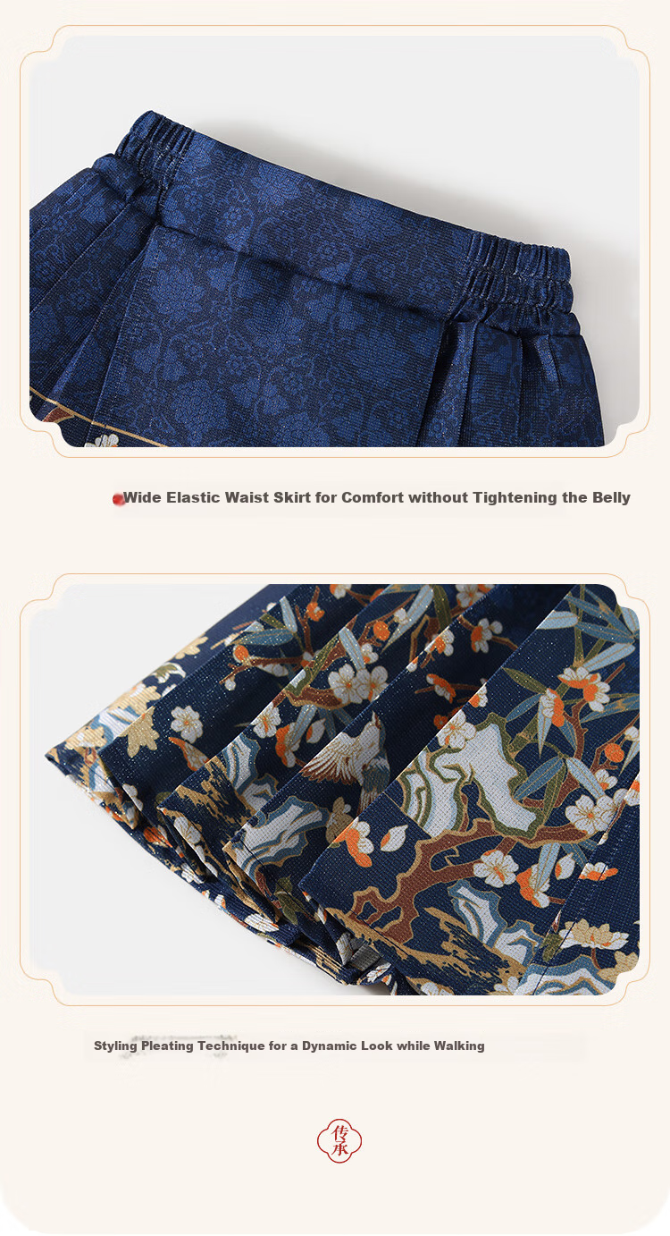 Classic Teddy Girls' Hanfu Children's Outfit Set for Older Kids T-Shirt And Horse-Face Skirt Two-Piece Set New Chinese-Style Clothing Red 130 11