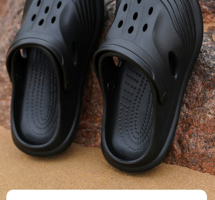 Huameijianbu Plain Color Men's Perforated Slippers, Indoor And Outdoor Wear, Shock-Absorbing, Non-Slip, Beach Sandals, HL2434, Off-White, Size 42-43 2