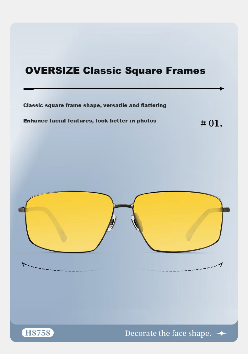 HELEN KELLER Day And Night Photochromic Glasses for Men And Women, High-Definition Driving Sunglasses H8758Y01 2