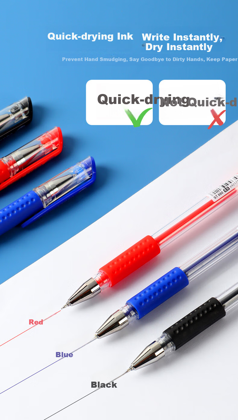 BAOKE ST880 Gel Pen 0.5mm Blue ST Conical Tip Pen for Students, Office, And Signing 12 Pens/Box 2