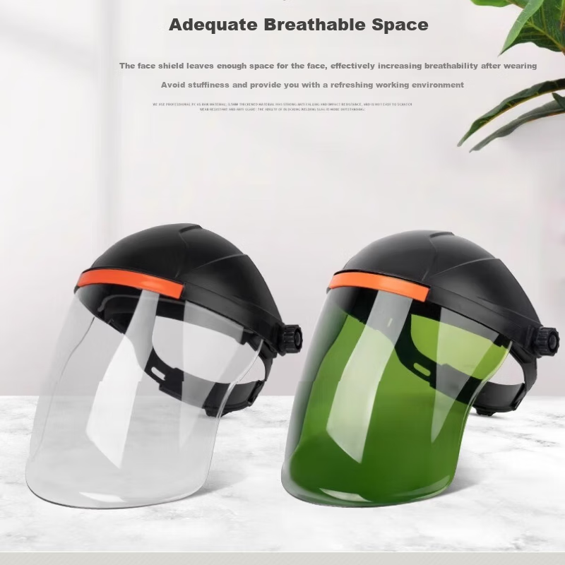 Minggu Protective Welding Face Shield Head-Mounted Anti-Burn Face Mask Yellow Top Aluminum Edge Protective Mask 8