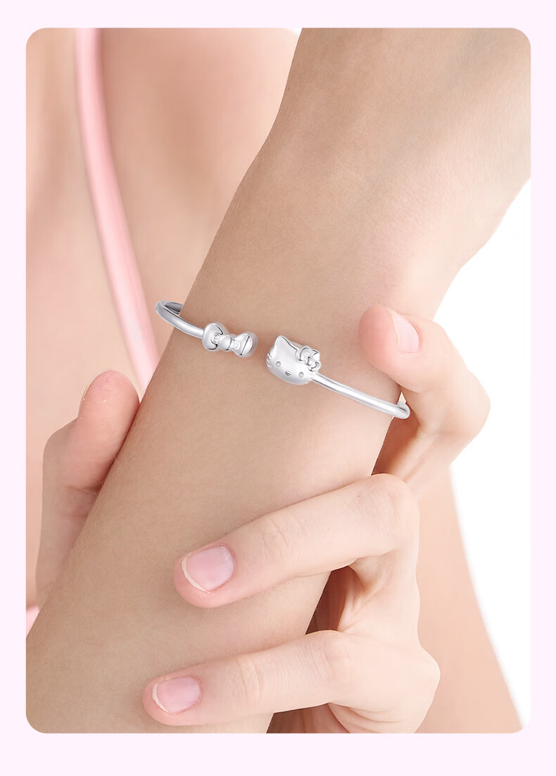 ChaoSeHui [999 Pure Silver Bracelet] Pure Silver Bangle Hello Kitty New Year Gift Girlfriend Birthday Gift 6089 1