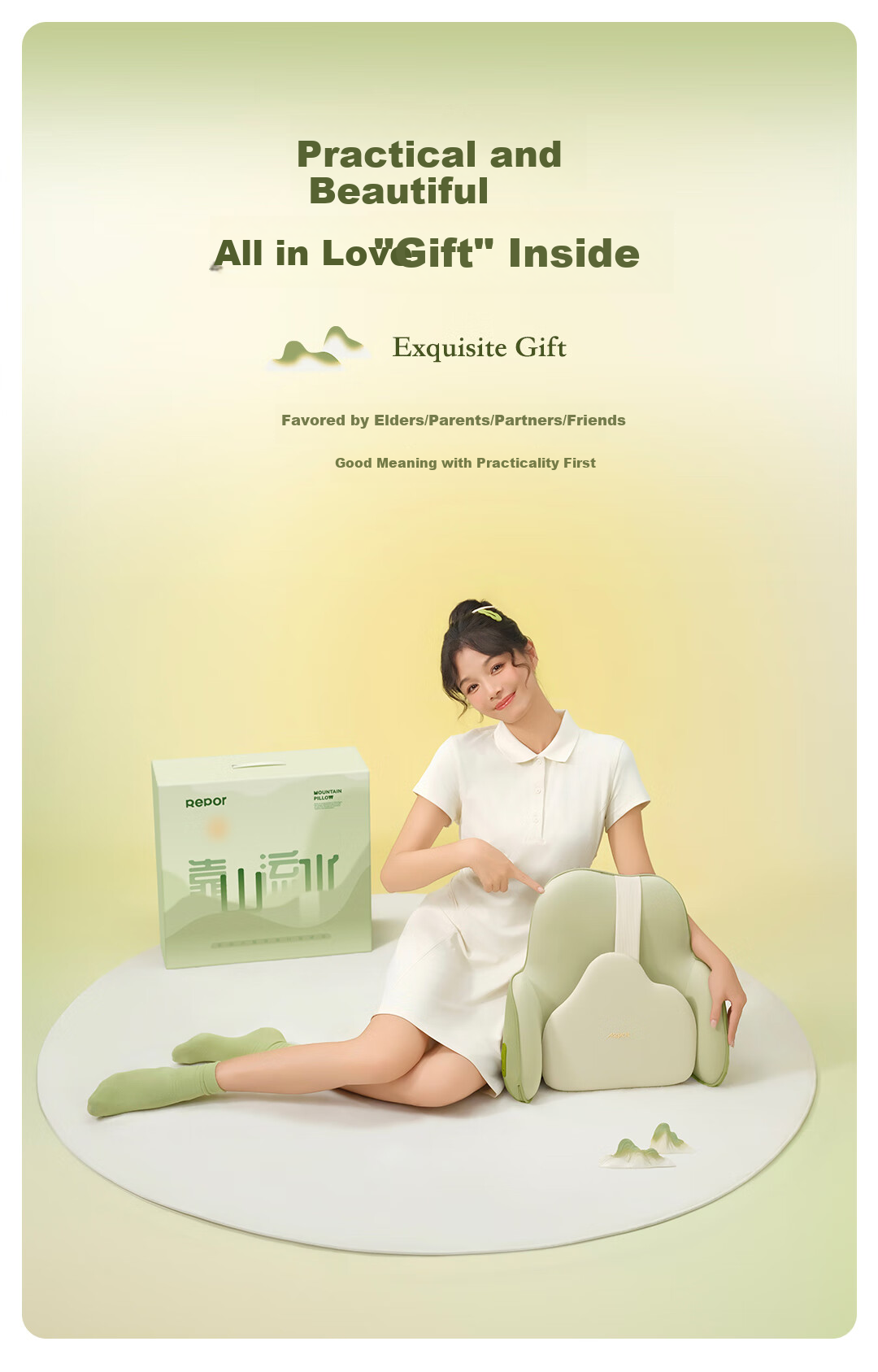Repor P50 Waist Roller Massager Lumbar Massager Back Waist Hot Compress Office Waist Support Massage Pillow 24