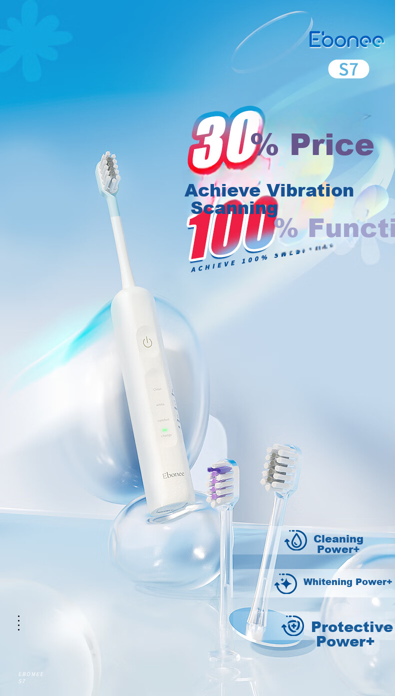 Ebonee Electric Toothbrush, Adult Couple Edition, Birthday Gift for Men And Women, Soft Bristles for Whitening, Dental Care Sonic Toothbrush, S7 Black Father's Day Gift 2