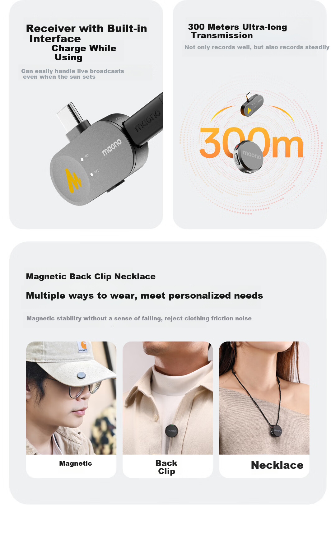 Maono T5 Wireless Lavalier Microphone, Live Streaming Mic with Two Channels, AI Noise Reduction, Mobile Phone Audio Pickup, Short Video Recording, Camera Microphone, Shanke Lightning Versio 16