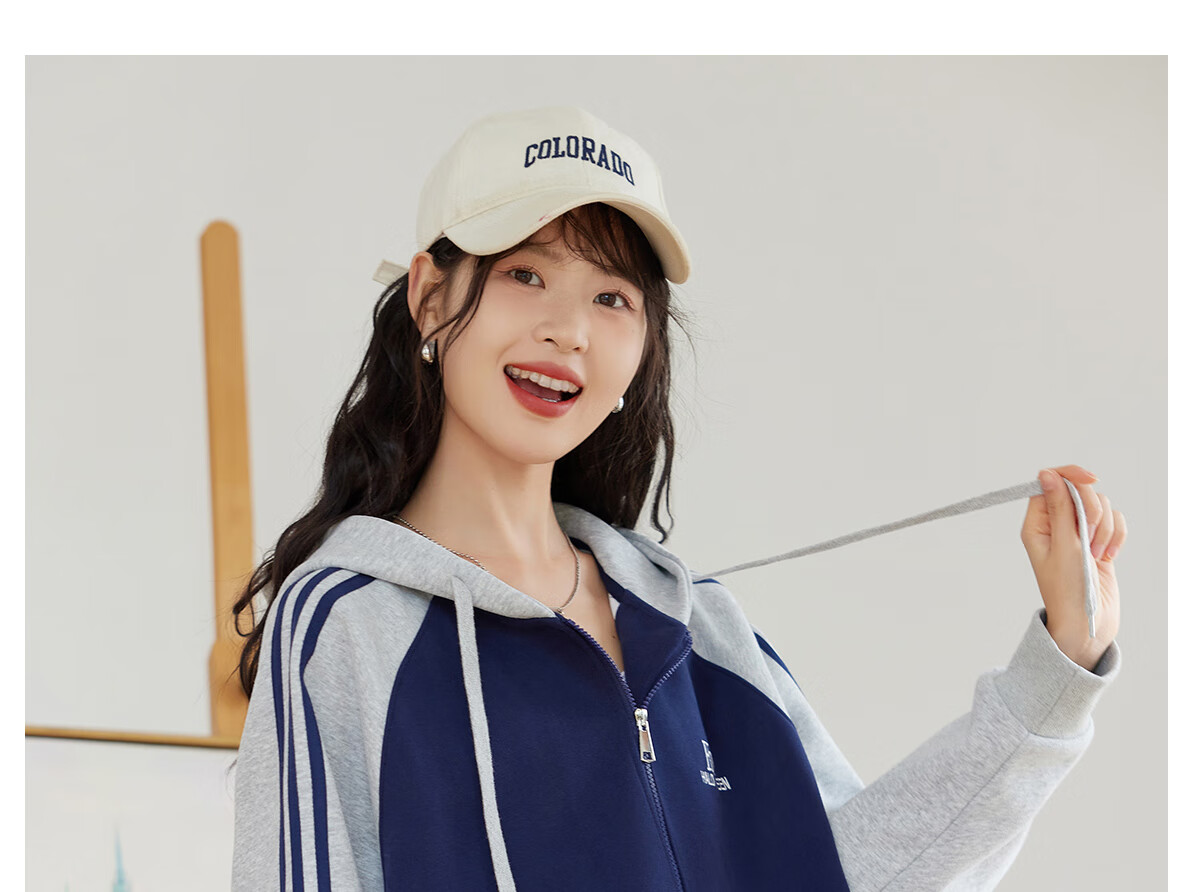 Halo Queen Hoodie Jacket for Women, Color Block Korean Style Casual Coat, Loose Comfortable Cardigan Top, New Product H143W1012 18
