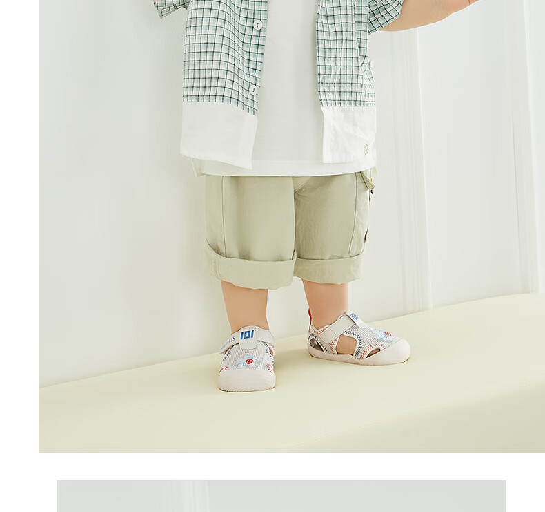 Tilanis Summer Infant Toddler Pre-Walking Breathable Learning Shoes Functional Shoes Boys Girls Non-Slip Sandals White/Apricot Size 23 9