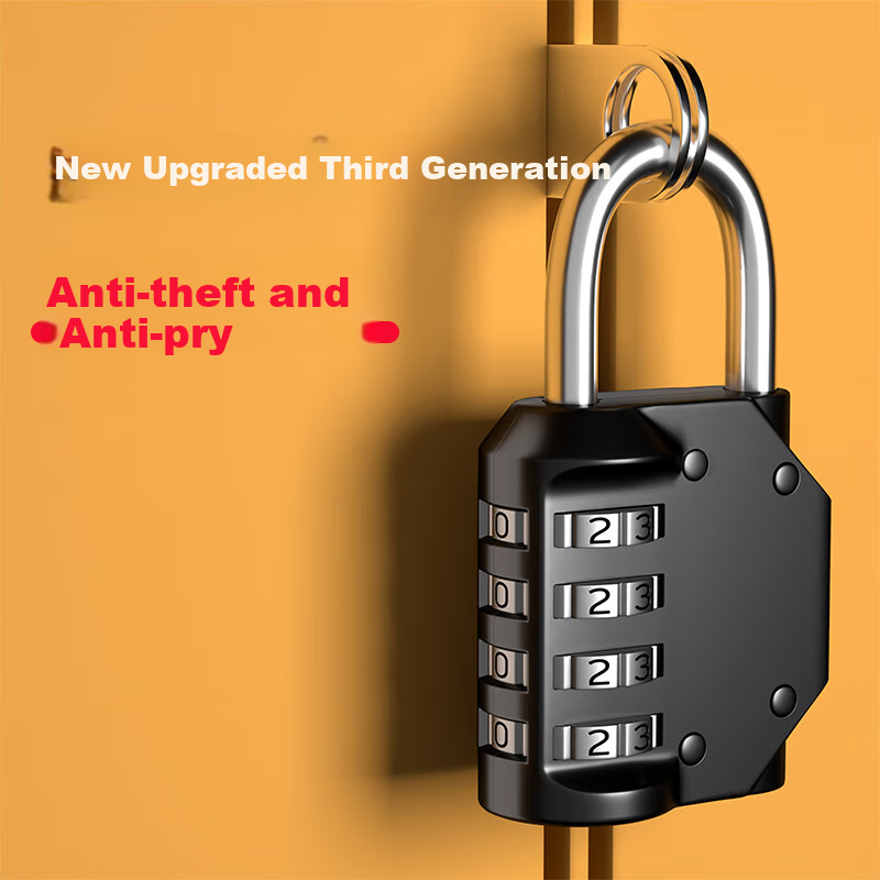 Chugong Combination Padlock for Cabinet Doors, Student Dormitory Lockers, Luggage, Backpacks, Gym Security - Black, 4-Digit Code