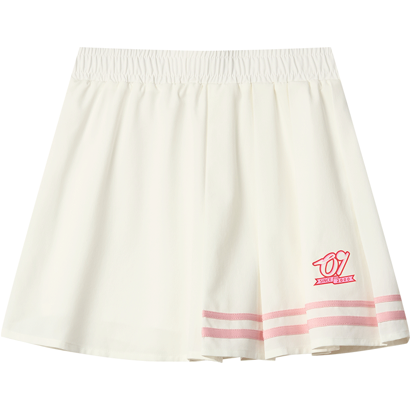ERKE Girls' Short Skirt, Children's Baseball Skirt, Pleated Skirt for Older And Younger Kids, Pure White, Size 165
