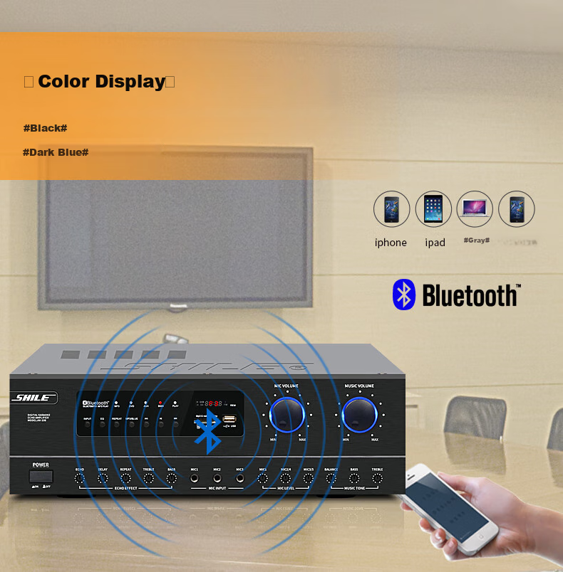 SHILE Small And Medium Conference Room Audio System, Store Amplifier Wall-Mounted Speakers Microphone, Classroom Training Shop Background Music System, AV108+BX108*2+SH28 3
