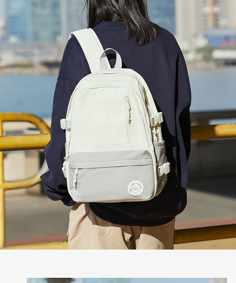 Landcase Korean Style Large Capacity School Backpack for Elementary, Middle, and High School Girls Campus Shoulder Bag 1608 Gray White 4