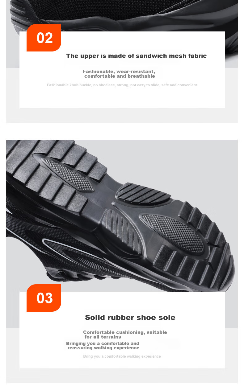 JUNBU Safety Shoes for Men, Summer Breathable Steel Toe Cap, Anti-Smashing And Puncture-Resistant, Ultra-Light Work Boots F118BK Size 43 17