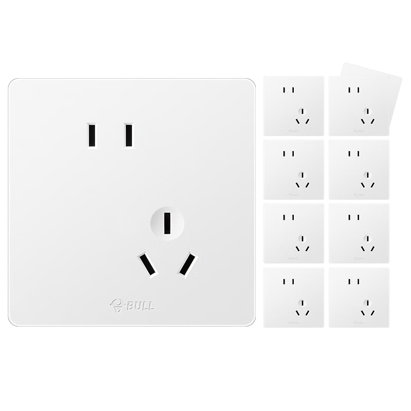BULL G12 Socket Bulk Pack, 10A Slanted Five-Hole Socket, Cream Style G12Z223AS, Snow White, Pack of Te