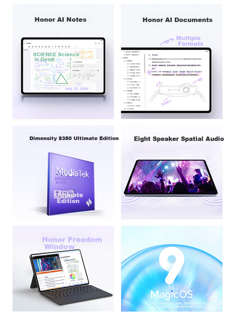 HONOR Tablet V9 [Subsidy], 11.5-Inch Tablet, Ultra-Thin, 10100mAh Large Battery, 2.8K Eye-Protection Screen, 8GB+128GB, Luyan Purple 2