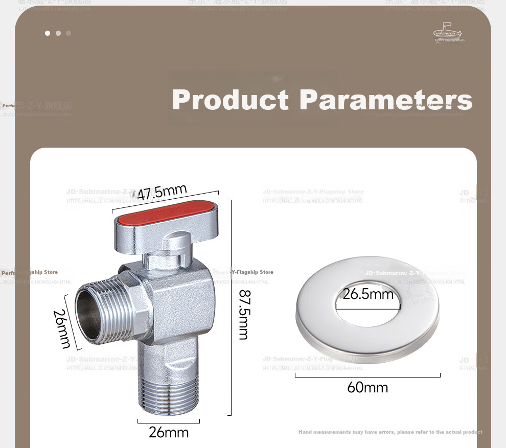 Submarine F1046A Brass Ball Valve, Full-Open High-Flow Copper Valve Core for Gas Water Heater, Floor Heating, Wall-Mounted Boiler Hot Water Valve 15