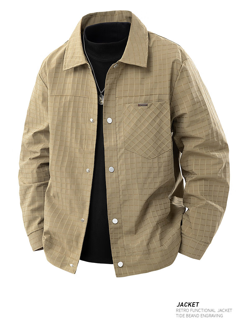 TUCANO Jacket for Men, Spring And Autumn Outerwear, Long-Sleeved Trendy Outdoor Loose Casual Lapel Menswear Top, Black, XL 3