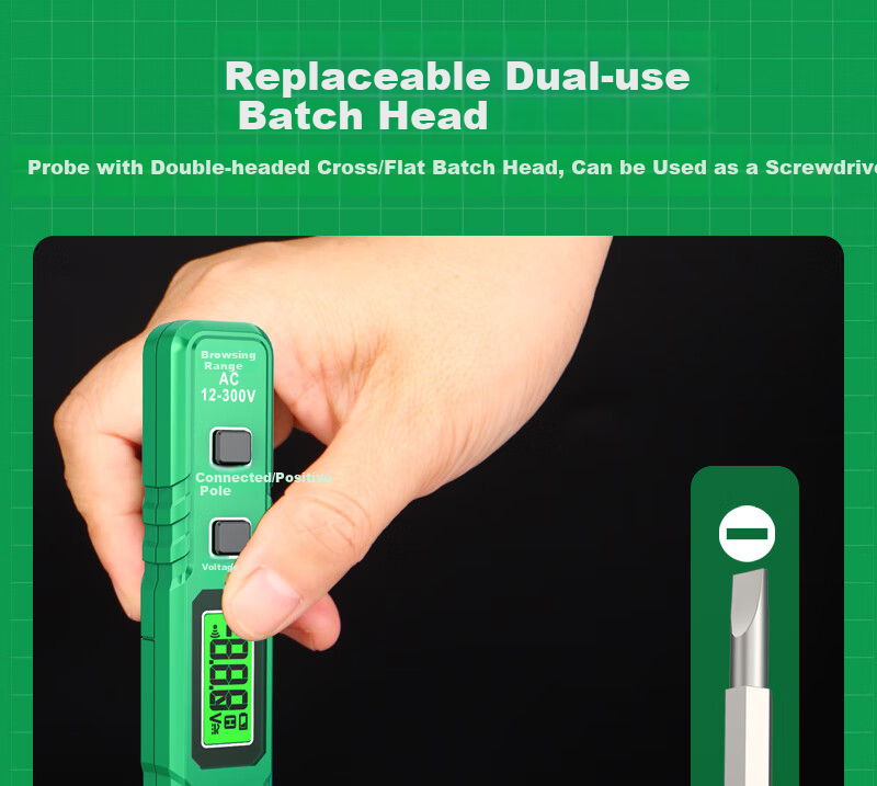 LAOA Digital Display Voltage Tester, Smart Test Pen with Replaceable Heads, Eleven-Character Voltage Tester LA824300 13