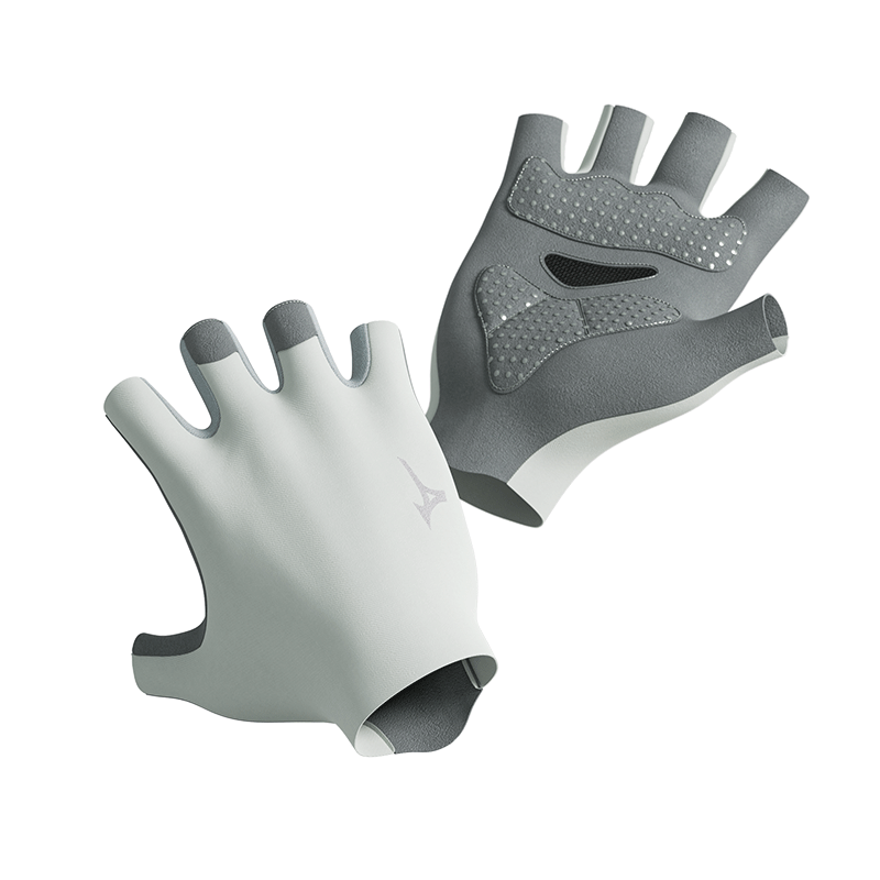 MIZUNO Fitness Gloves Unisex Half Finger Cycling Training Pull-Up Weightlifting Anti-Slip B593 Gray Large Size