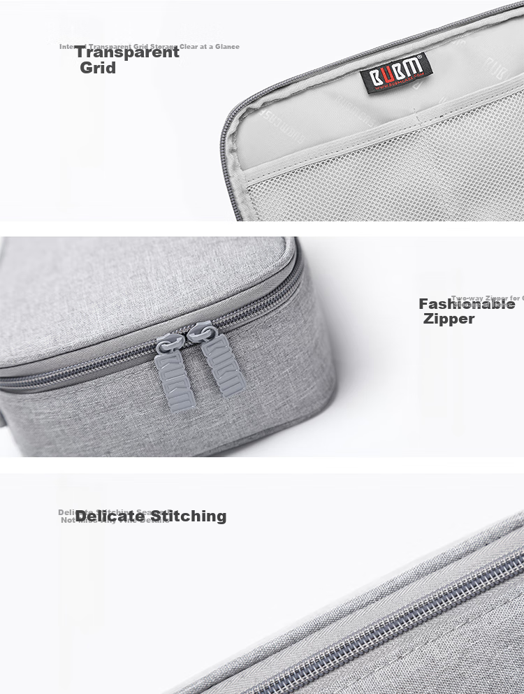 BUBM Cable Management Pouch, Laptop Charging Cord Portable Power Bank Hard Drive Travel Organizer Bag for Digital Accessories, Double-Layer Large Size, Gray 5