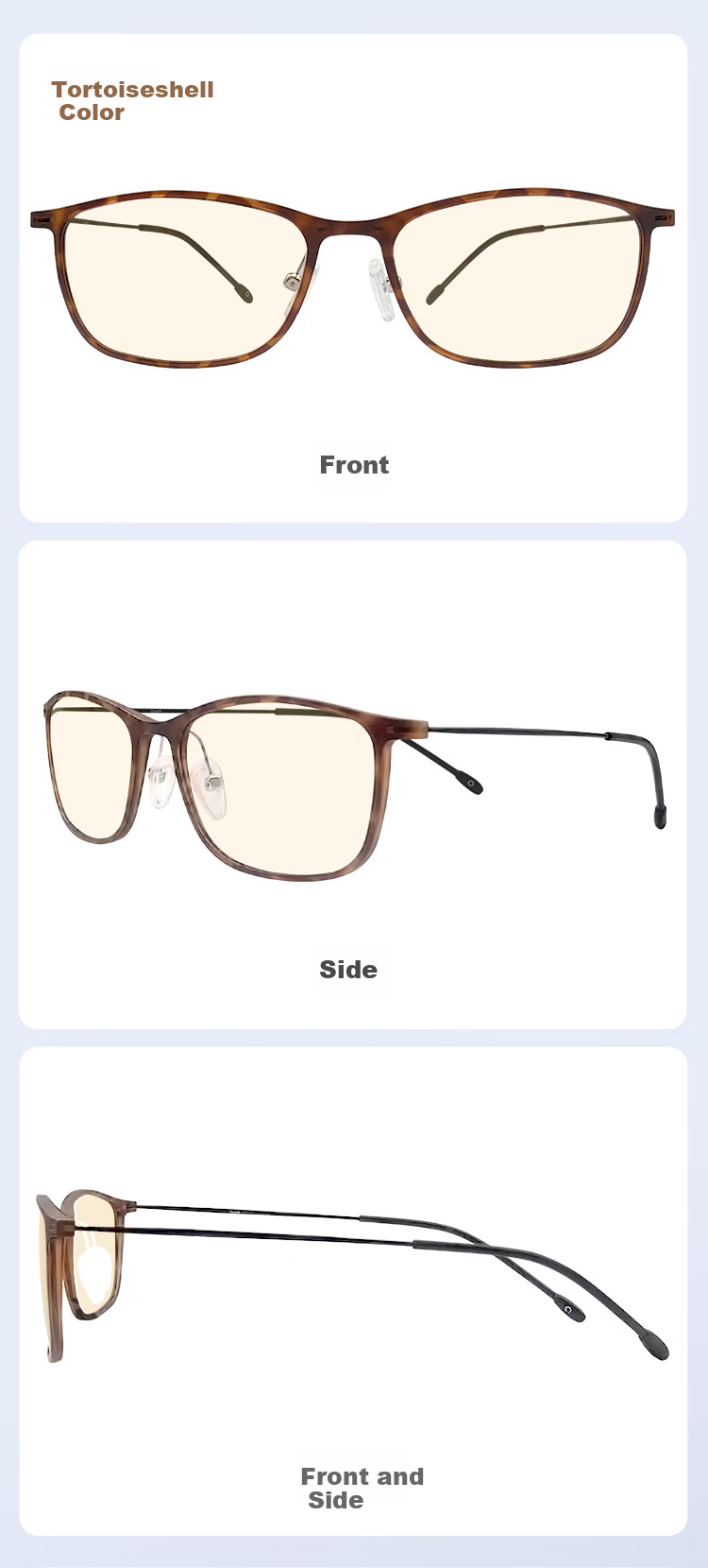 Quark Anti-Blue Light Glasses, Computer Radiation Protection, UV Blocking, Anti-Glare, Ultra-Light, Non-Prescription Protective Eyewear, Non-Polarized Lenses for Men And Women, 106C1 12