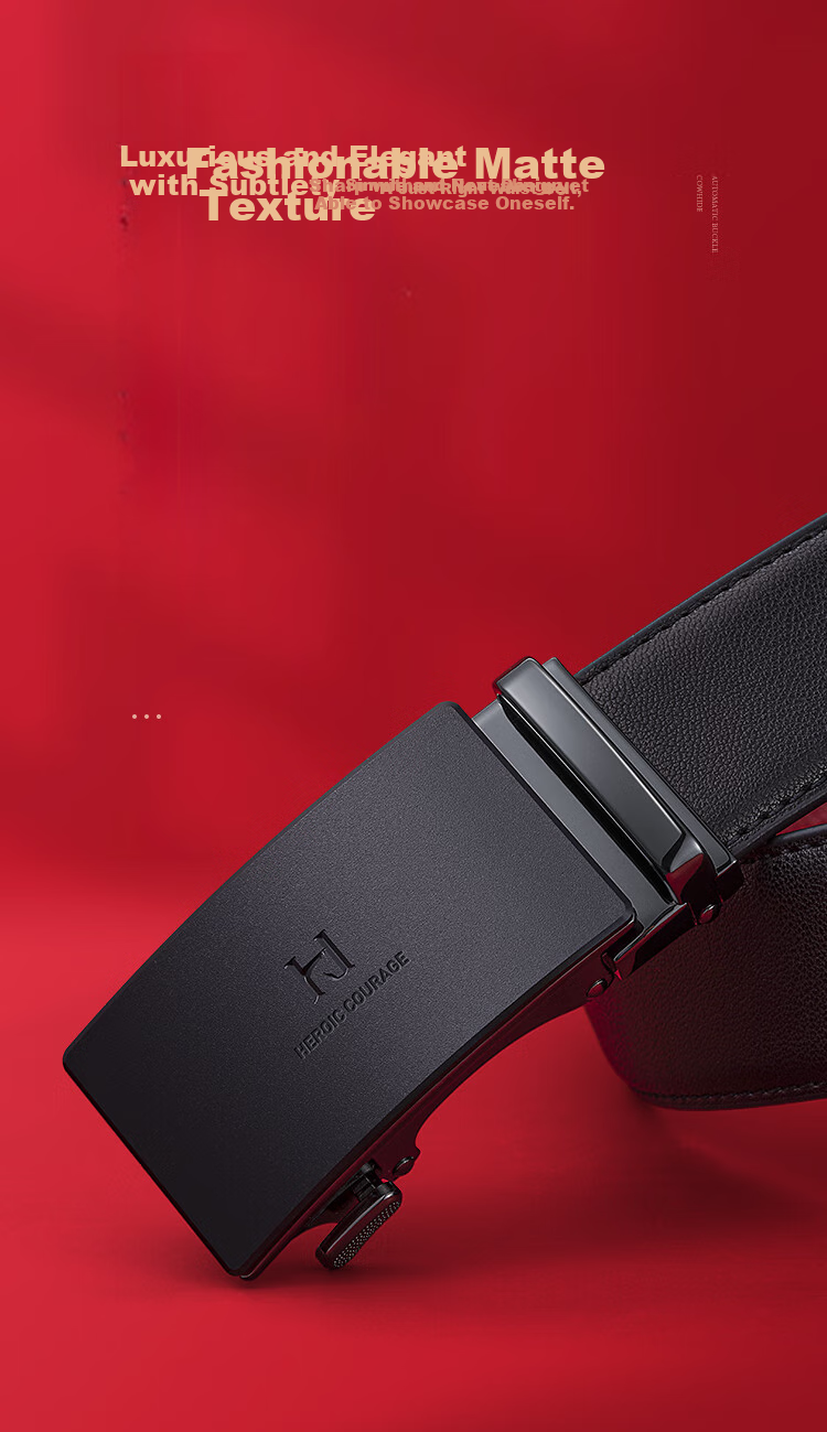 HLA Men's Genuine Leather Belt, Business Automatic Buckle Red Waistband, Zodiac Year Belt, Birthday Gift for Boyfriend, Gift Box 4