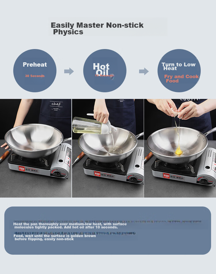MAXCOOK 304 Stainless Steel Wok with Lid, 32cm Three-Layer Steel Pot, Compatible with Induction And Gas Stoves MCGU-YY32 7