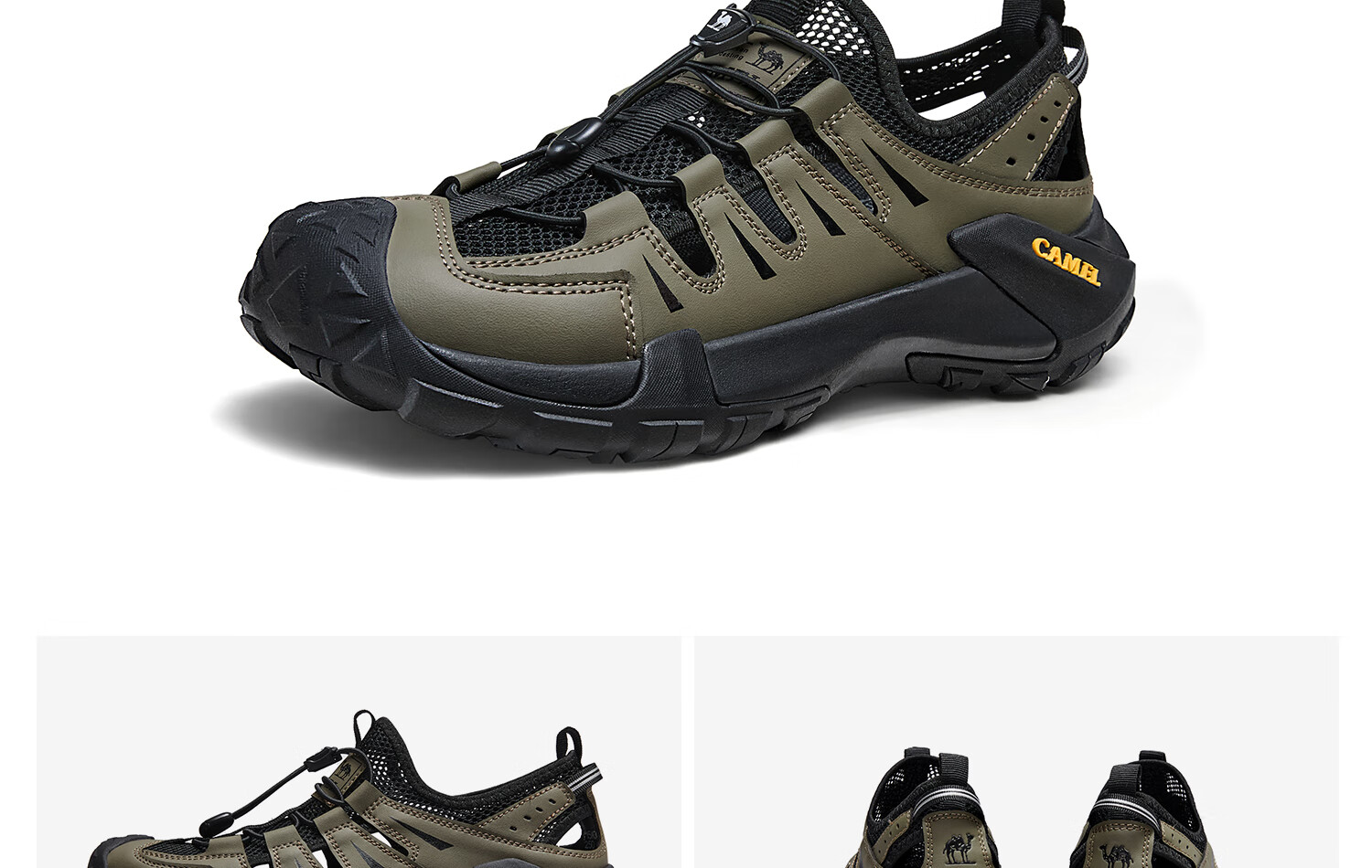 CAMEL Lightweight Breathable Slip-On Comfortable Soft Elastic Urban Outdoor Hiking Sandals Men G15M342010 Green/Black Size 44 30