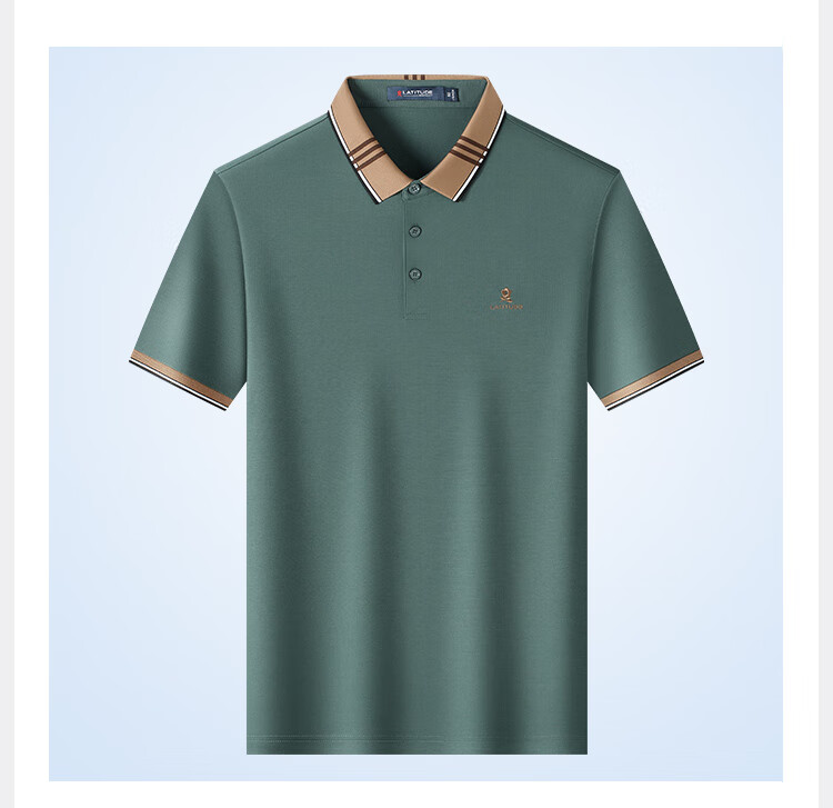 MONTAGUT Summer Short-Sleeve Polo Shirt for Men, High-End Business Mulberry Silk Breathable Cool-Touch T-Shirt, Navy Blue L/50 8