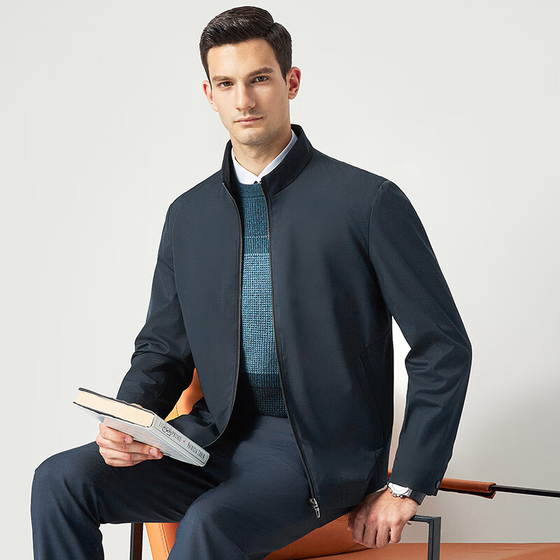 FIRS [Subtle Texture] Men's Jacket, Spring And Autumn Business Casual Simple Versatile Solid Color Stand-Up Collar Cardigan Menswear