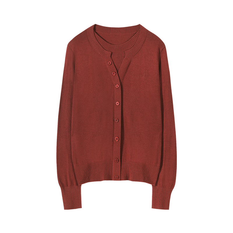 Dme [Containing Wool] Spring And Autumn Stylish Faux Two-Piece Embroidered Round Neck Sweater, Petite Women's Knit Top