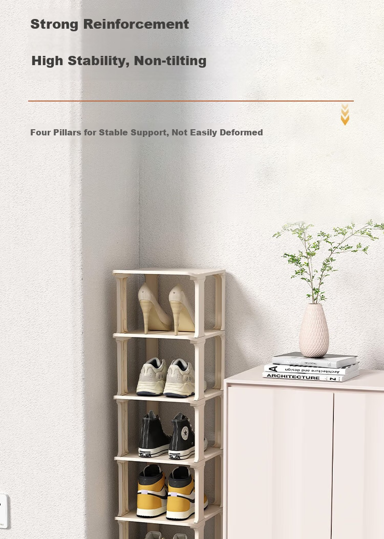 Anerya Simple Shoe Rack, Multi-Tier Storage for Entryway, Dormitory And Home Use, Space-Saving Vertical Shelving Unit with Compartments, Black, 8 Layers 6