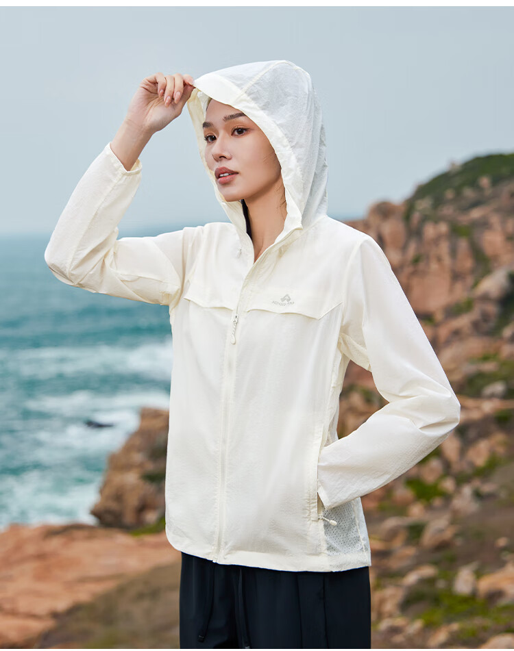 Pioneer Camp Zhuque Sun Protection Jacket for Women, Summer Outdoor Breathable UV-Resistant Hooded Original Yarn Sun Protection Clothing, Lightweight Outer Coat 2