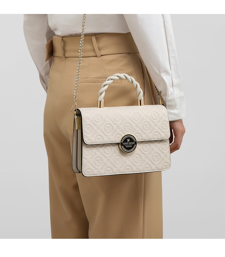 Viney Leather Handbag, Women's Crossbody Small Square Bag, Stylish Shoulder Chain Bag, Practical Birthday Mother's Day Gift for Mom 1