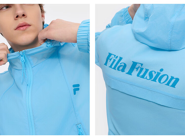 FILAFUSION FILA Trendy Couple's Woven Jacket, Summer Loose Sun Protection Hooded Top 10