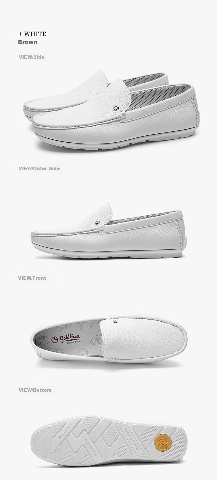 Goldlion Men's Shoes, Business Casual Deer Leather Shoes, Lightweight Slip-On Loafers, G567410232AAB, Black, Size 42 21