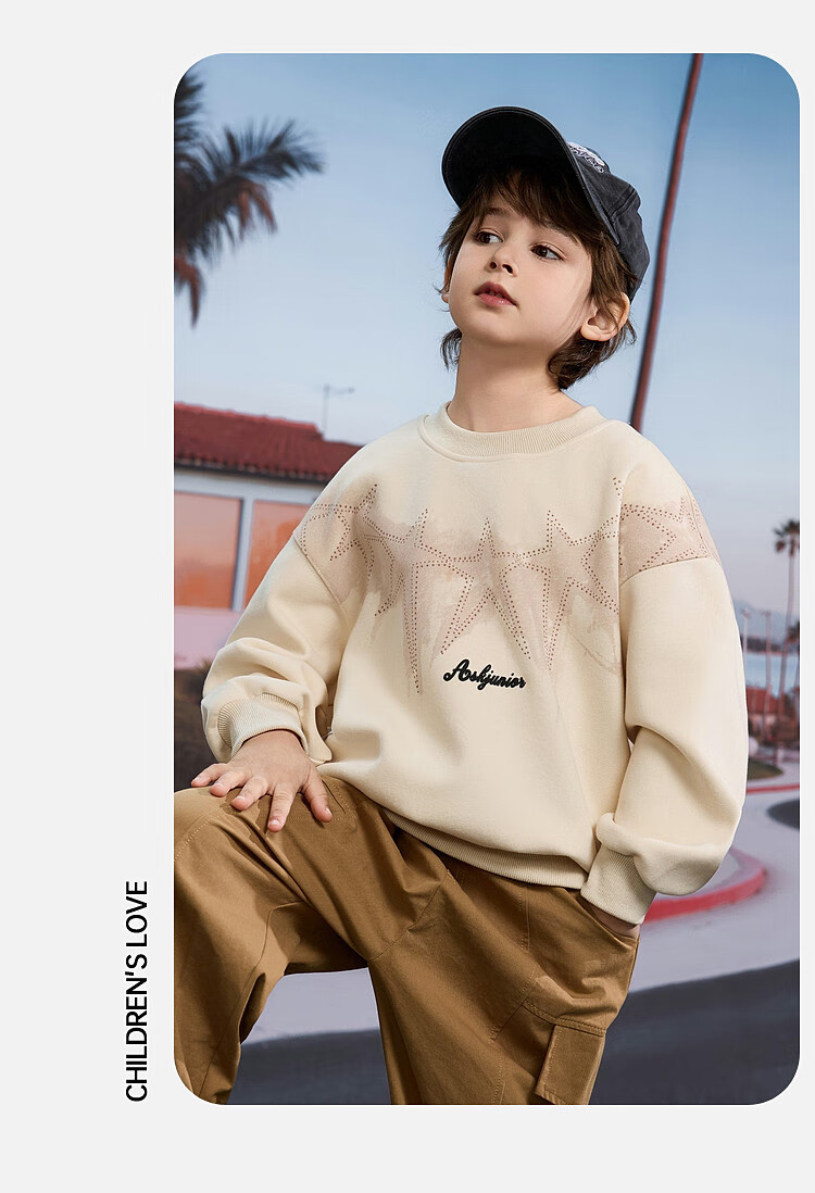 ASK JUNIOR Children's Clothing, Boys' Sweatshirt, Round Neck Long Sleeve, Autumn Pullover, Casual Versatile Top, Green, Size 170 6