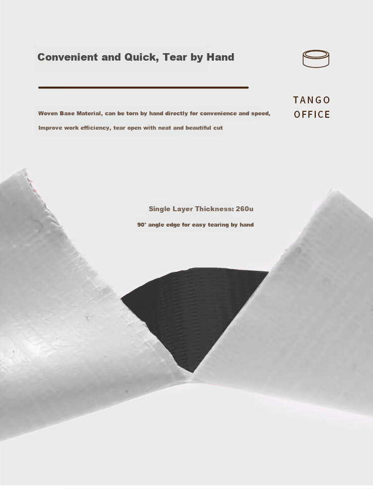 TANGO Office Strong Carpet Tape, Windproof, L-Shaped, Sealing, High Adhesion, Wear-Resistant, Waterproof Tape, Can Be Hand-Torn, Black, 48mm*15y (13.7 Meters), 3 Rolls Per Pack 7