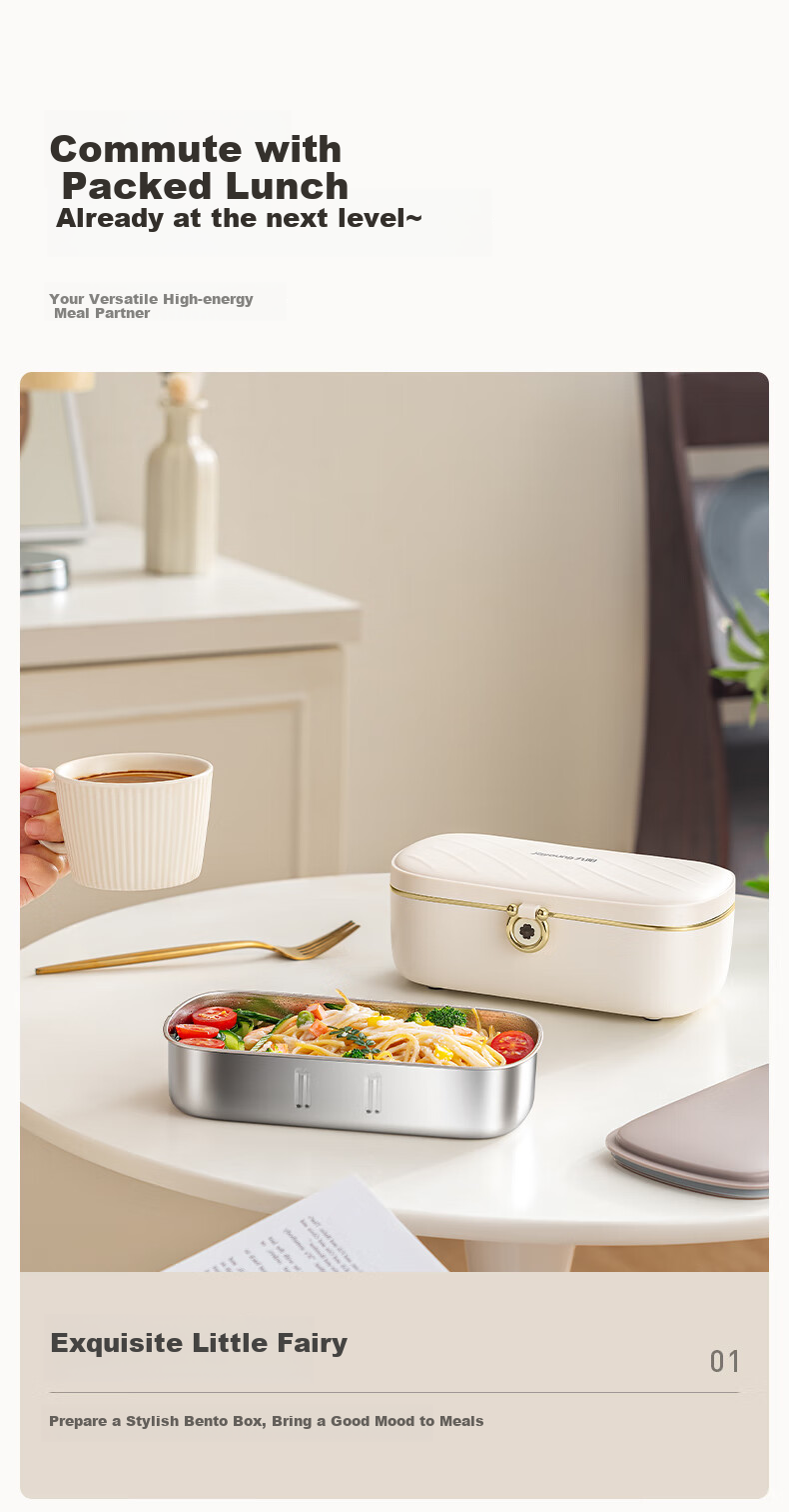 Joyoung Electric Lunch Box Heating Device for Office Workers, Plug-In Food Warmer, 316L Food Grade Material Bento Box F09H-FH100 11