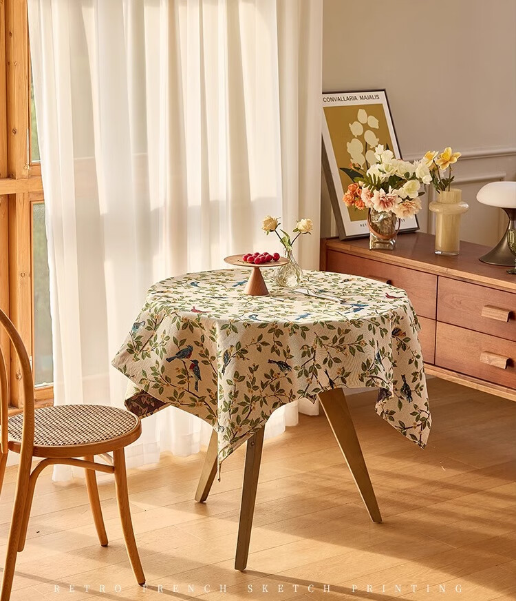 Yinshang American-Style Light Luxury Round Table Cloth, Instagram-Style Green Dining Table Cover, Coffee Table Round Table Tablecloth, 90*90cm 2
