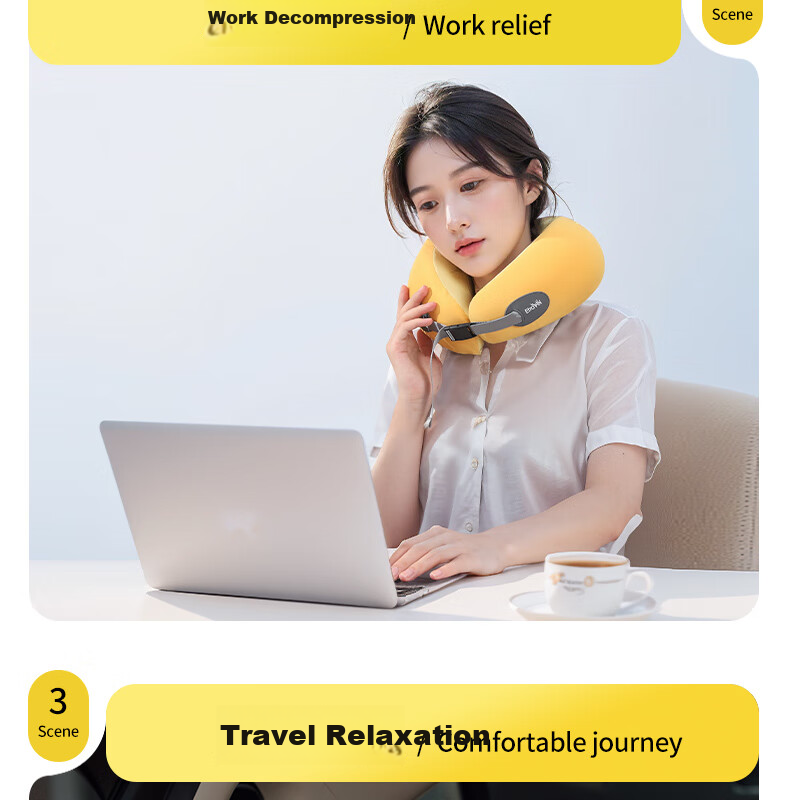 Etravel U-Shaped Pillow, Nap Pillow, Neck Support Pillow, Airplane And High-Speed Rail Travel Pillow, Portable Cushion, Essential for Business Trips, Gray 15