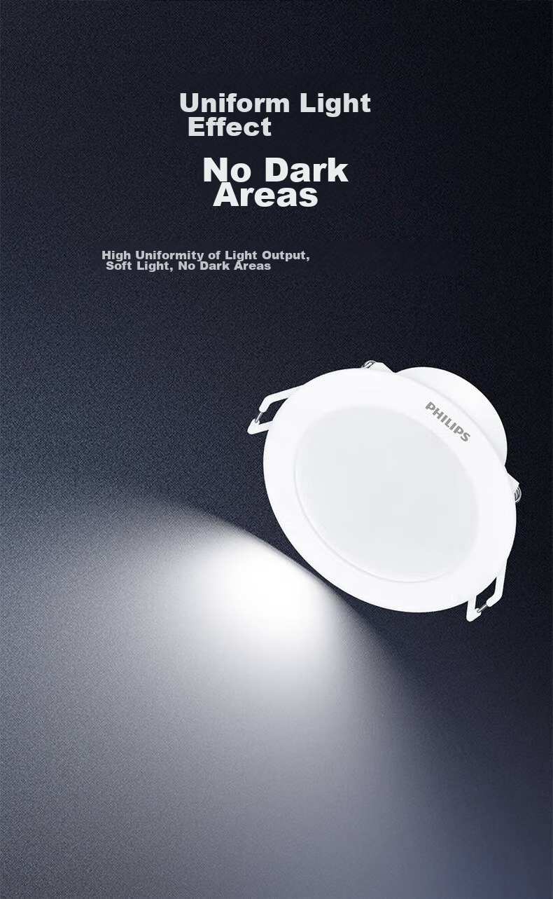 PHILIPS 5.5W LED Ultra-Thin Recessed Downlight for Living Room Ceiling, Cut-Out 85-95mm, Cool White 6500K 4