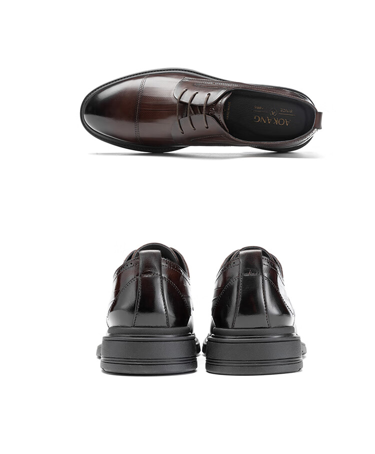 Aokang Men's Shoes, Spring Business Formal Leather Shoes, Men's Work Commute Lace-Up Leather Shoes, Black, Size 39 15