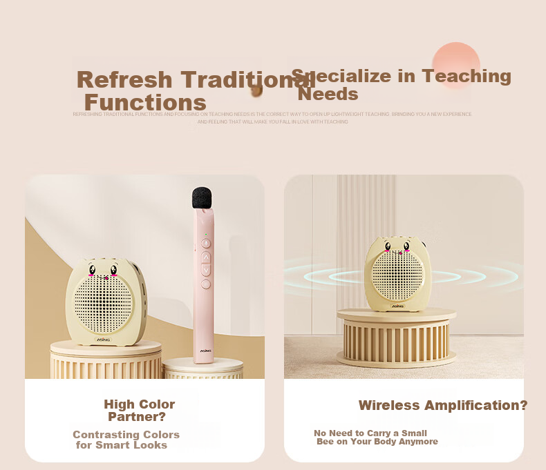 ASiNG T11 Wireless Lavalier Amplifier, Teacher-Specific Handheld Microphone, for Teachers' PPT Presentations, Page-Turning Microphone, High Volume, Anti-Howling Speaker 3