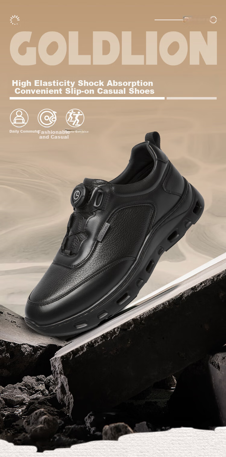 Goldlion Men's Shoes 2025 New Fashion Versatile Comfortable Cushioning Sneakers Business Casual G559510353AAB Black Size 43 1