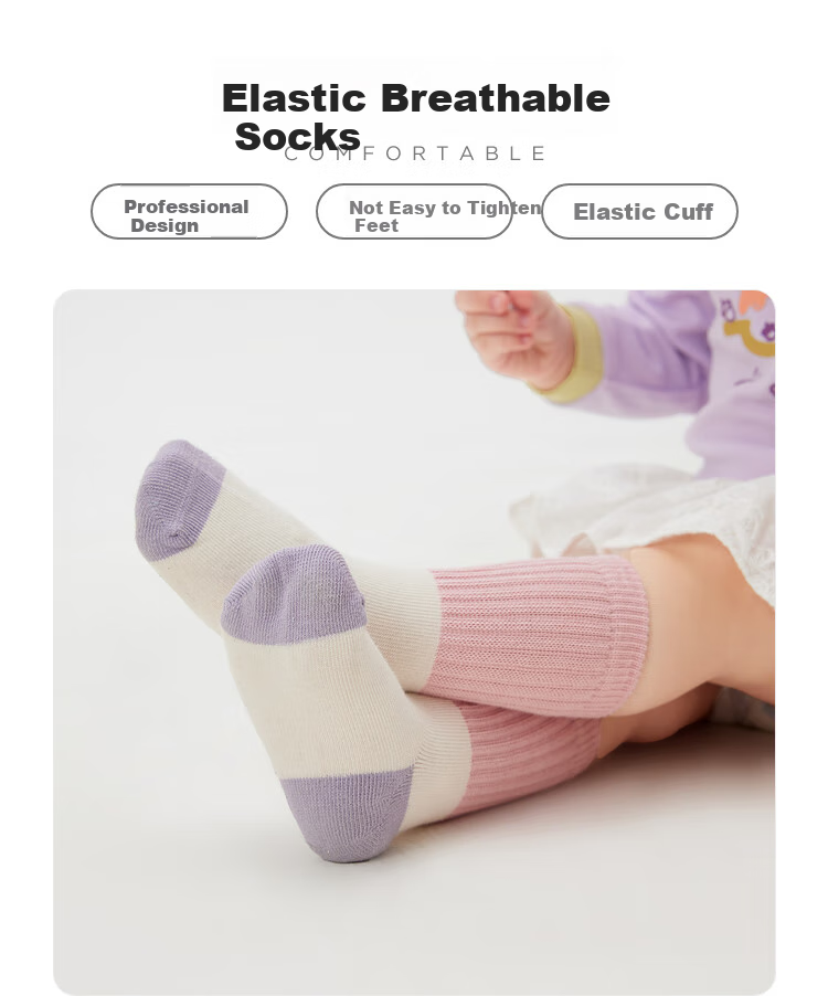 BALABALA Baby Mid-Calf Cotton Socks, Spring Season, for Boys And Girls, Newborn Infant Socks, Non-Binding, Three-Pair Pack, 209925172205 1