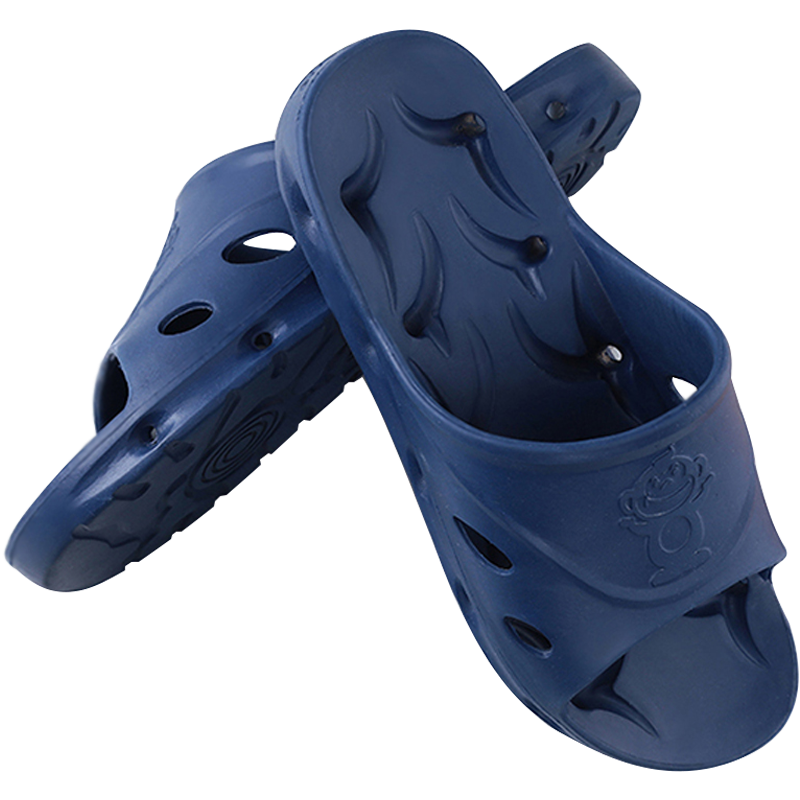 BAIHOU Bathroom Shower Side Drainage Non-Slip Massage Couple Home Use Cool Slippers for Men, Dark Blue 43-44