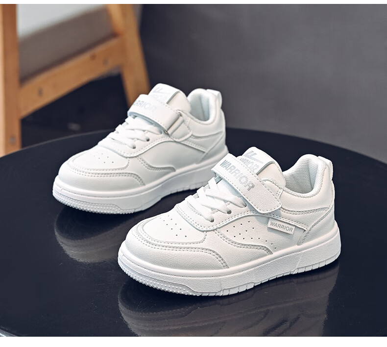 Warrior Children's Shoes Spring And Autumn Girls' Sneakers, White Casual Shoes with Soft Soles, WZ(CL)-0957 Beige/burgundy, Size 31 4