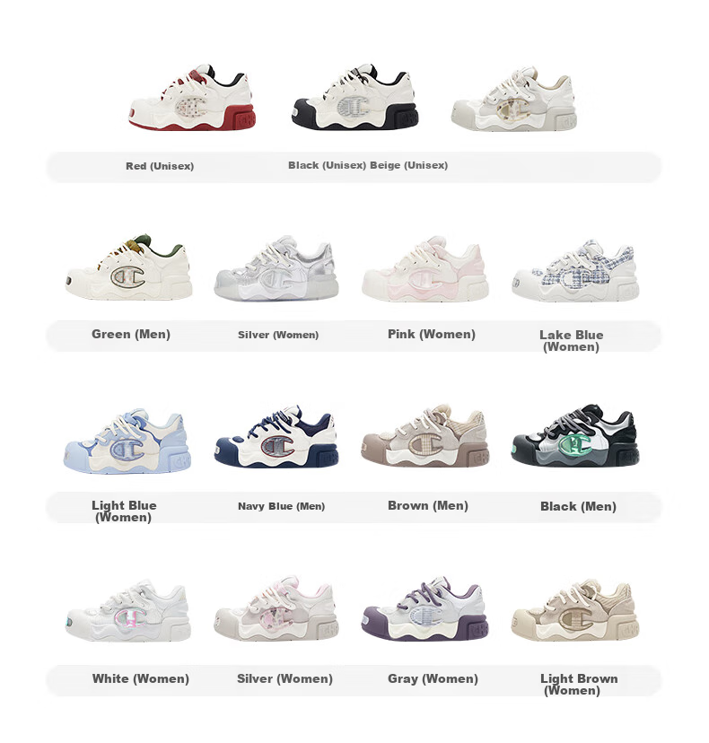 Champion American Champion Sneakers for Women And Men, Trendy Fashionable Thick-Soled Height-Increasing Casual Puffy Bread Shoes 24FWT03 18